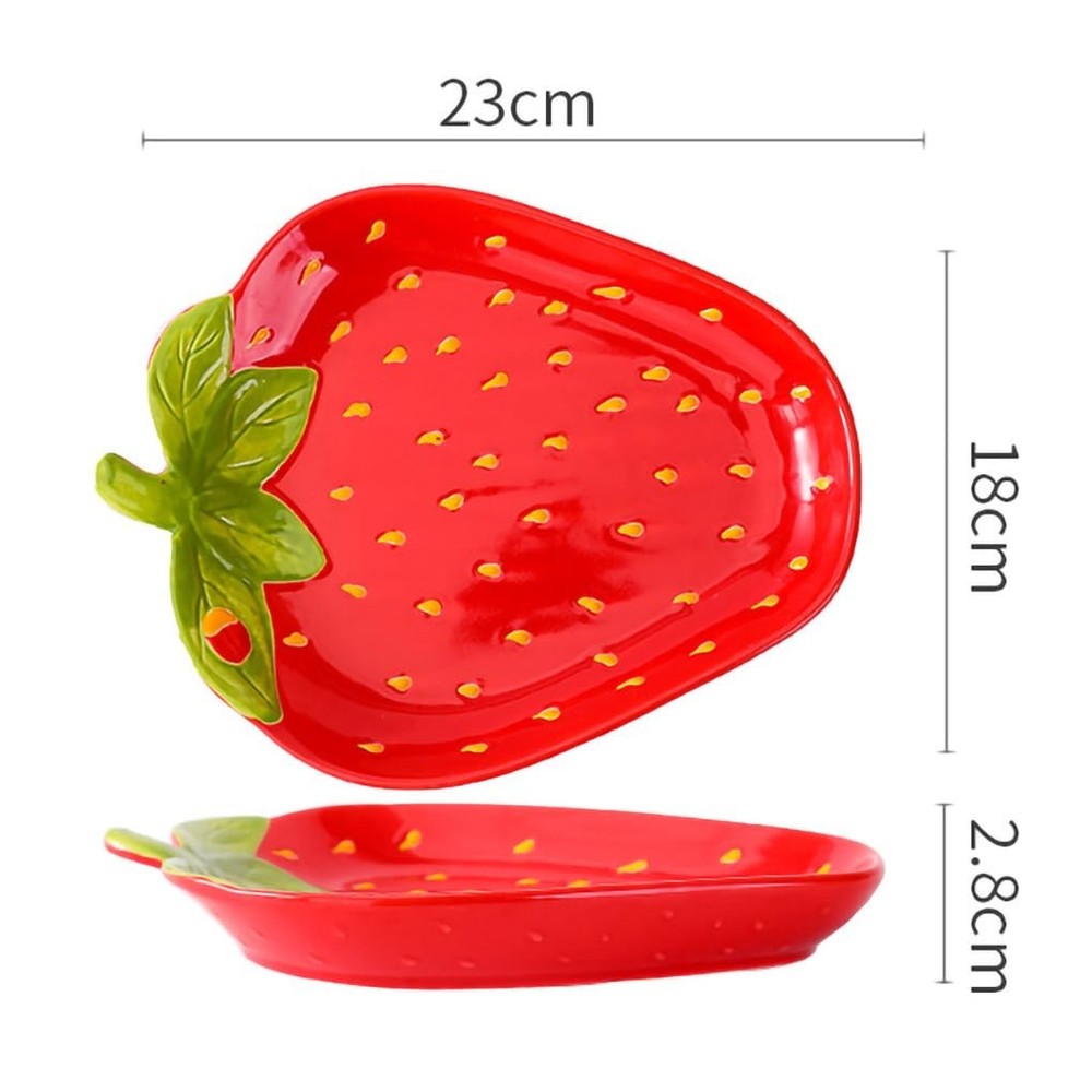 Creative Fruit Shaped Ceramic Dinner and Dessert Plate - Strawberry - 1 PCS