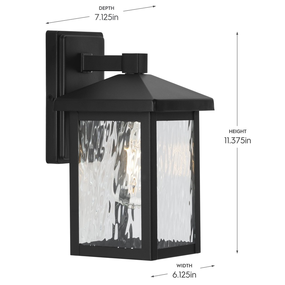 Matte Black Traditional One-Light Outdoor Wall Lantern