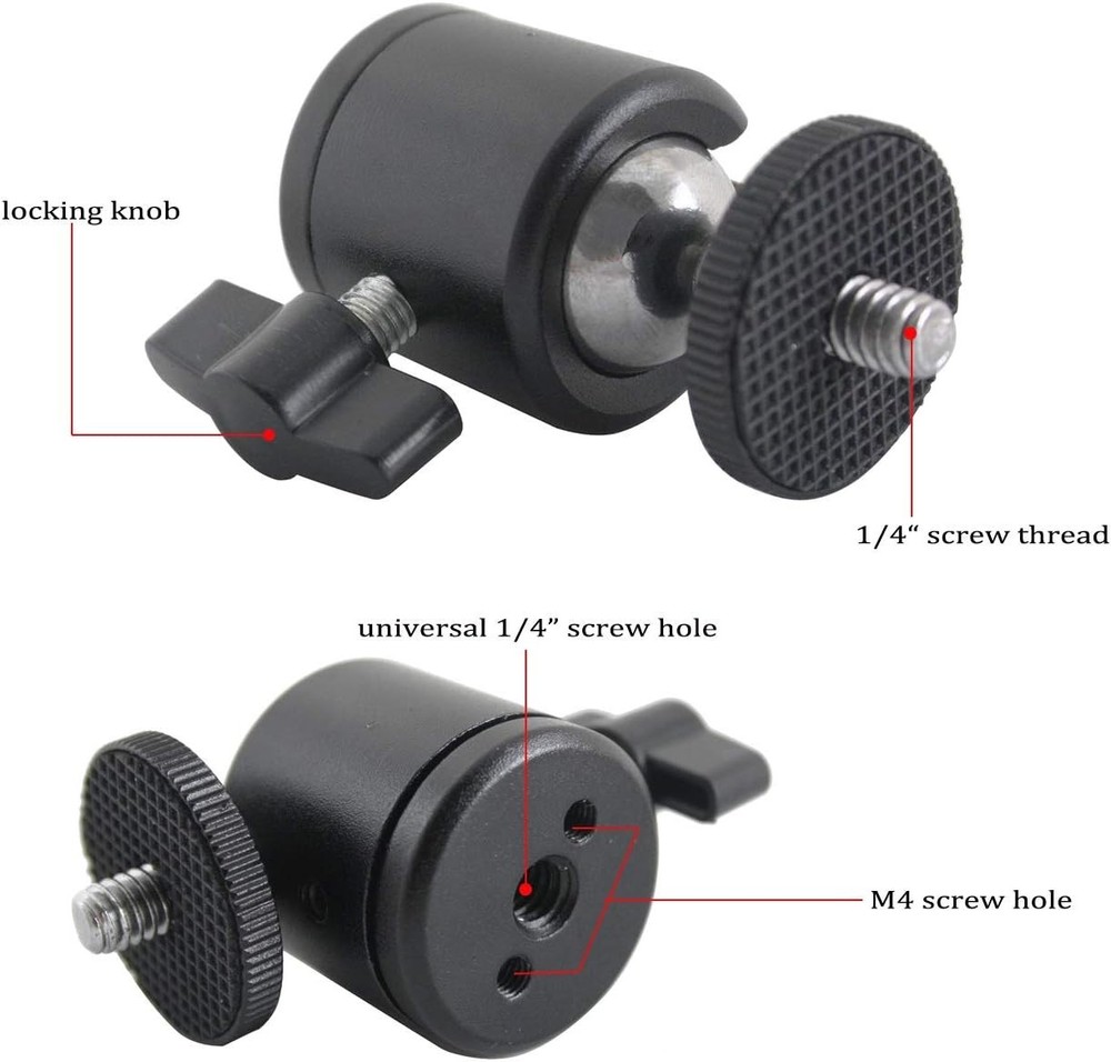 Versatile 360° Tripod Ball Head with Rubber-Padded Mount for Smooth Operation