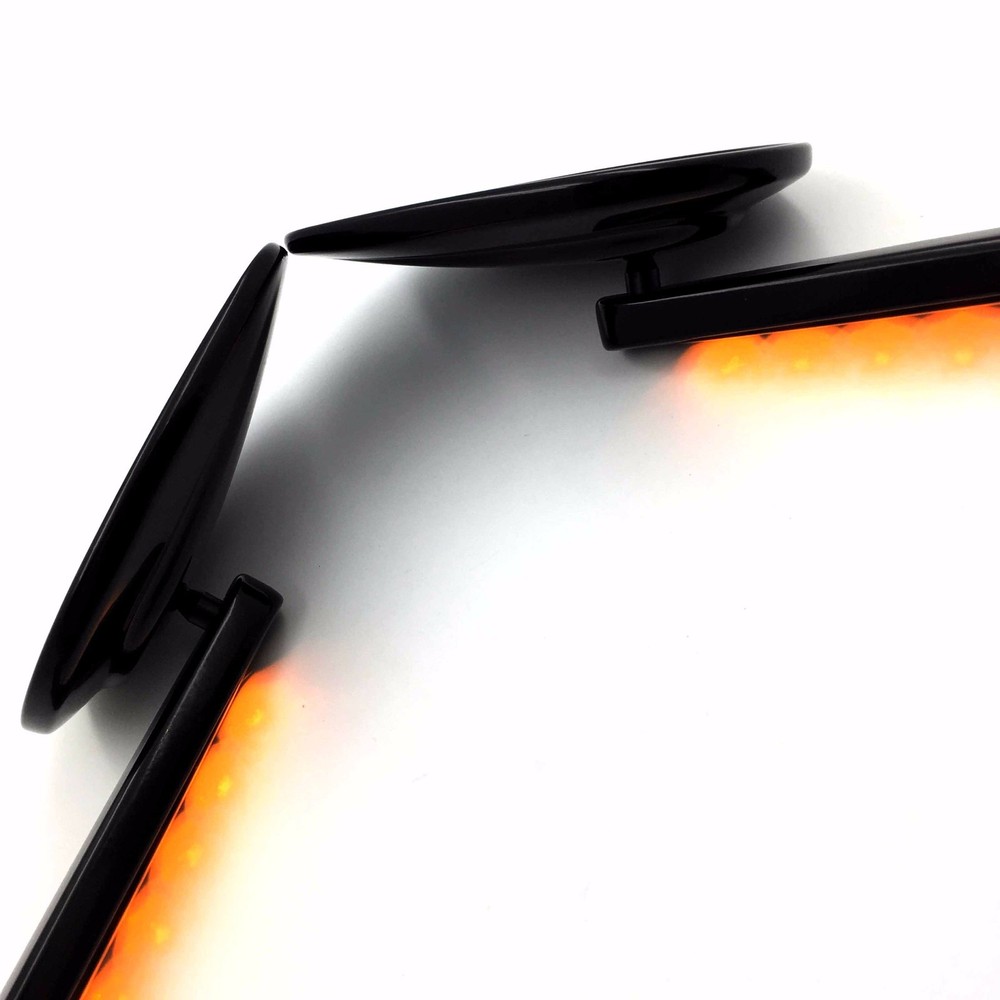 Rear View Mirror w/ LED Stem For Harley Davidson FLSTC FXDB DYNA FXDF FLSTF Blac