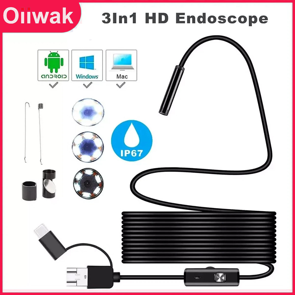 1M 6LED USB Snake Endoscope 7mm HD Inspection Camera Scope for Android Windows