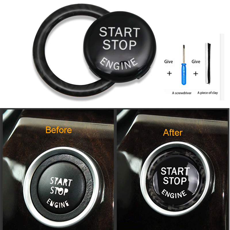 1 Set Start Stop Engine Switch Button Replace with Ring Cover Trim For BMW E90