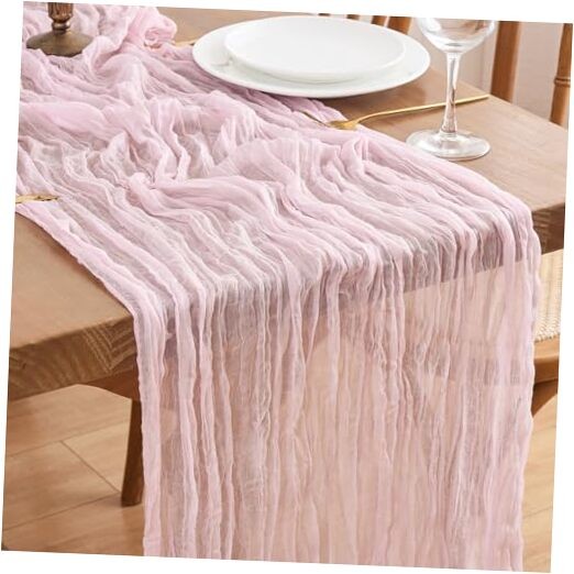 Table Runners 2Packs Cheesecloth Table Runner 10FT Boho 10FT -2 PACKS Pink