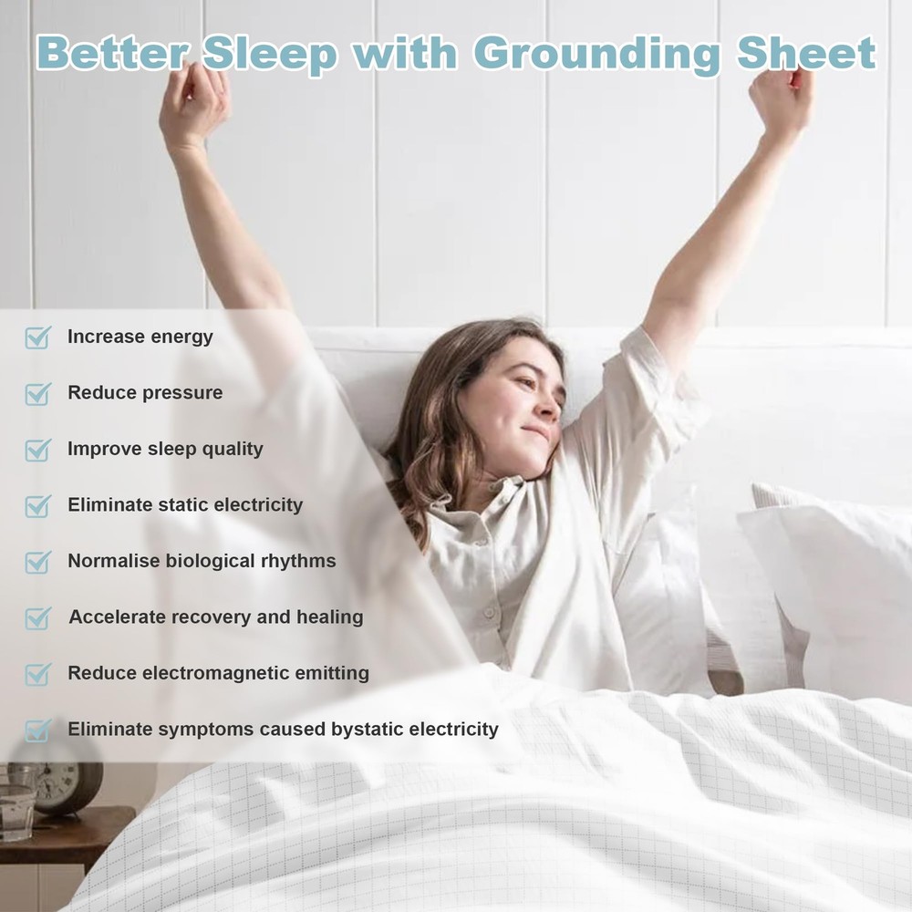 Grounding Sheets King Size,Grounding Flat Sheets 20% Silver for Bed Sleeping ...