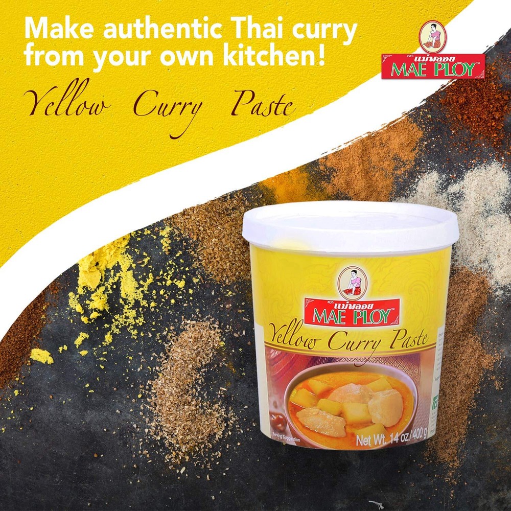 Mae Ploy Yellow Curry Paste, Authentic Thai Curry Paste for Curries and Soups