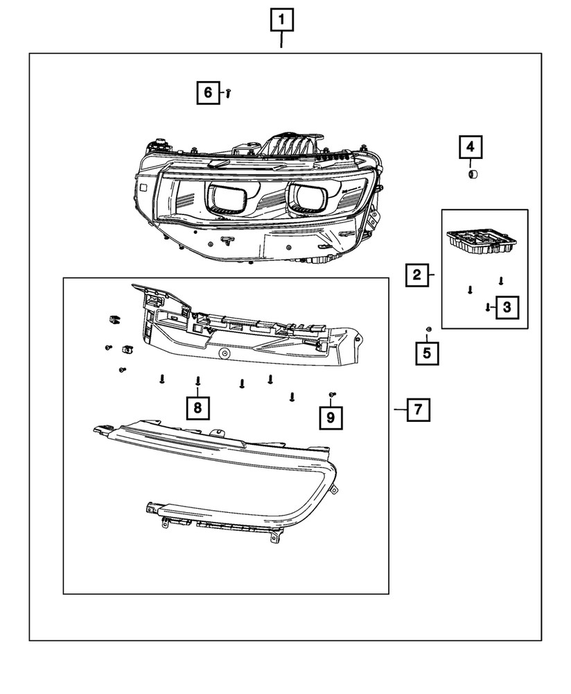 Genuine Mopar Headlamp Bracket Kit Right 68595542AA