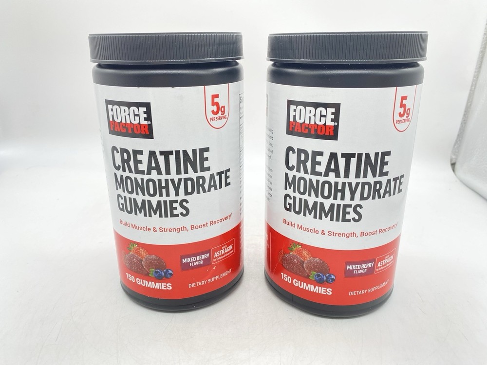 Force Factor Creatine Monohydrate Gummies, 5g, 2 Pack - 150 Ct, Mixed Berry