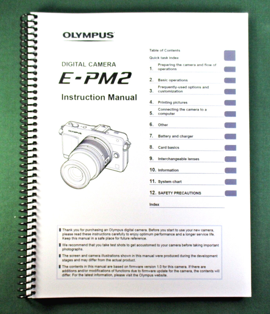 Olympus E-PM2 Instruction Manual: 133 Pages & Protective Covers!