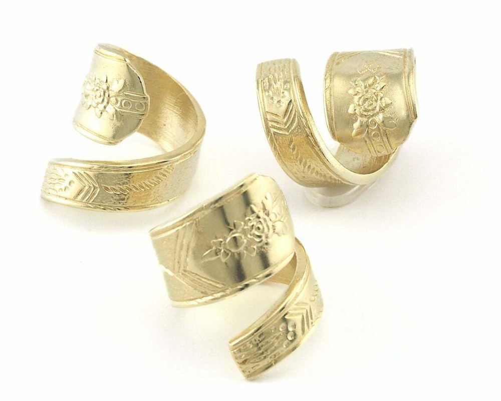 Spoon Blossom Wrap Ring Flower Adjustable Raw Brass 7us 4063