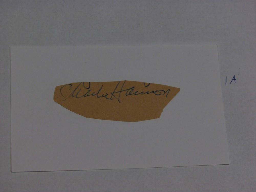 Charlie Harmon Autographed Cut on Index Card