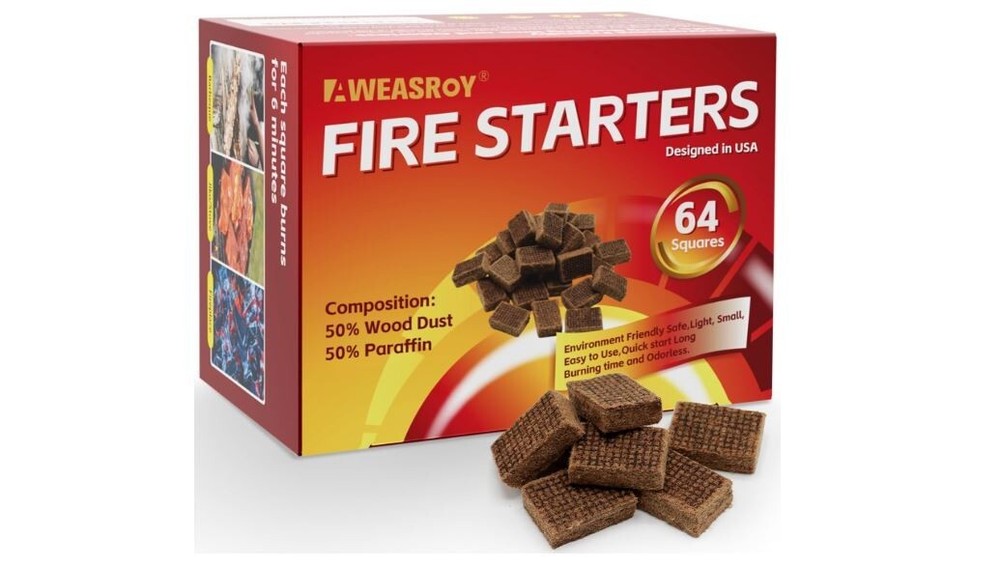 Fire Starter Squares 64, Odorless Fire Starters for Fireplace, Camping
