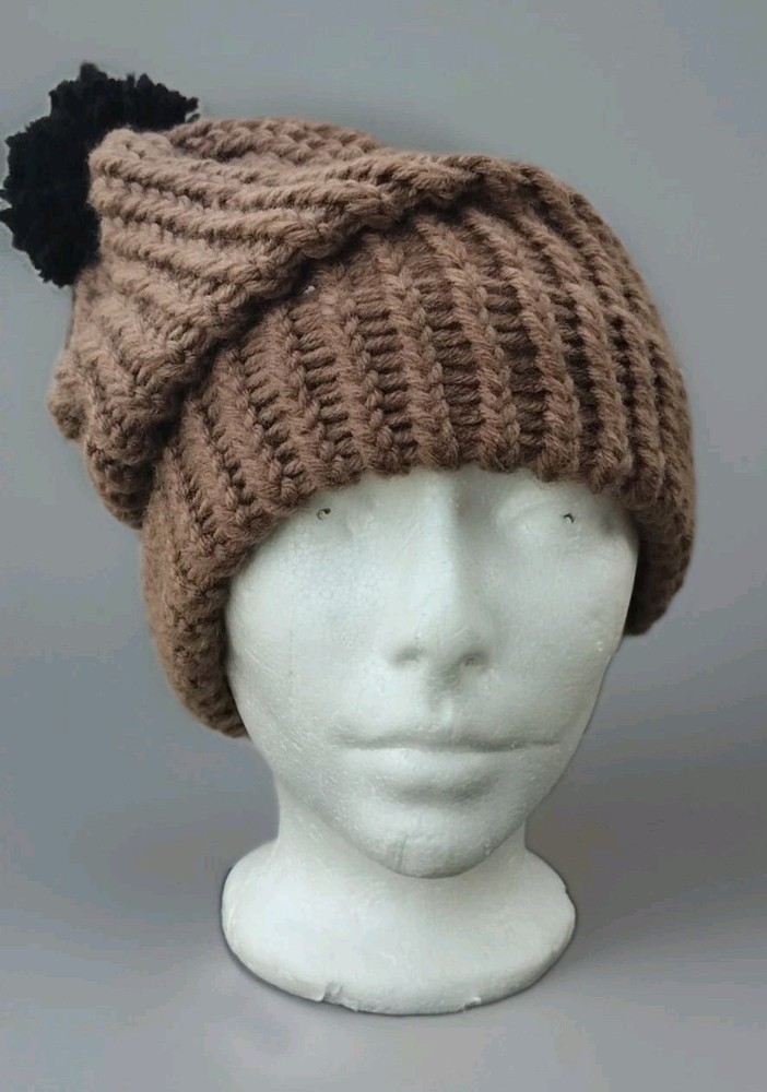 Brown Beanie Handmade Knit Hat