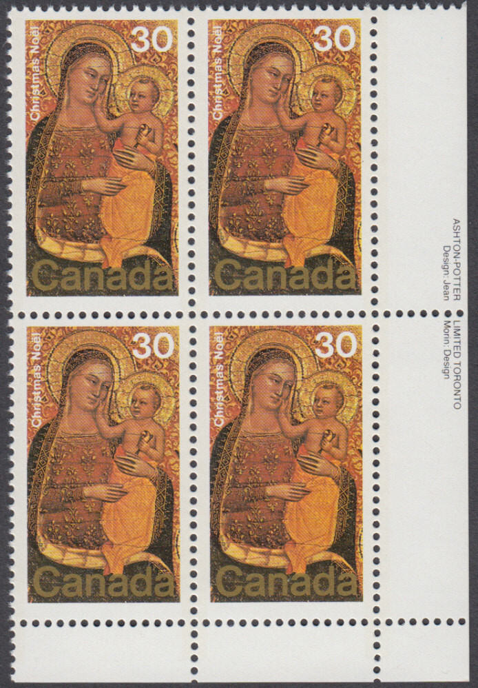 Canada - #775 Christmas Plate Block - MNH