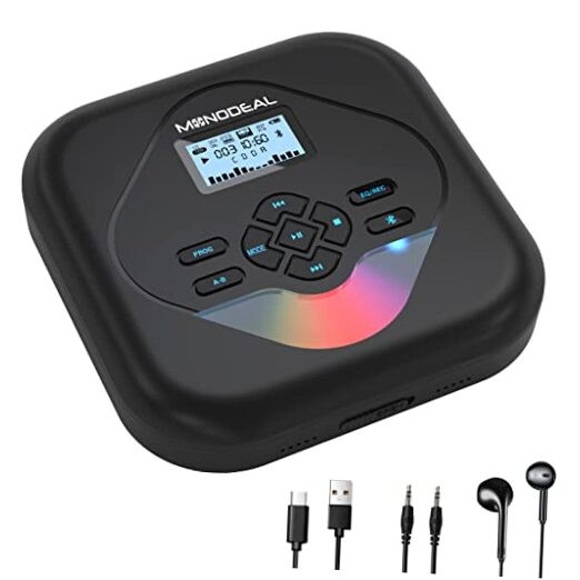 CD Player Portable,Bluetooth CD Player with Speakers,Rechargeable Player for