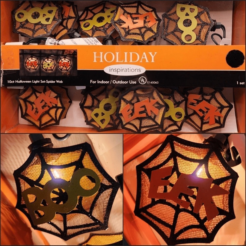 Halloween BOO & EEK Spiderweb String Lights 2007 Holiday Inspirations Plugin