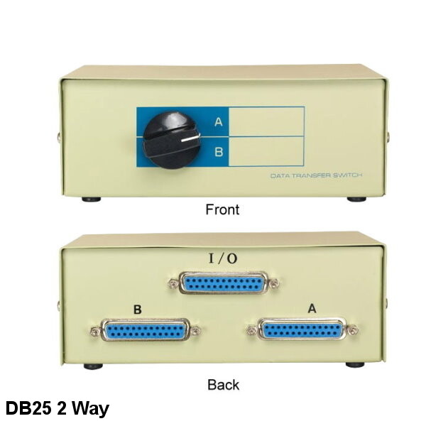 Kentek DB25 2 Way Data Switch Box Rotary Dail for Data Device PC Printer Scanner