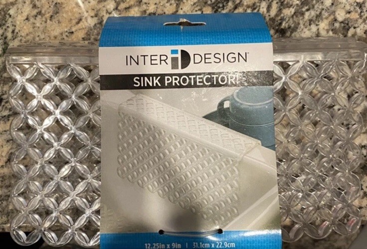 InterDesign Euro Kitchen Sink Divider Protector mat clear 12.25inx9in.
