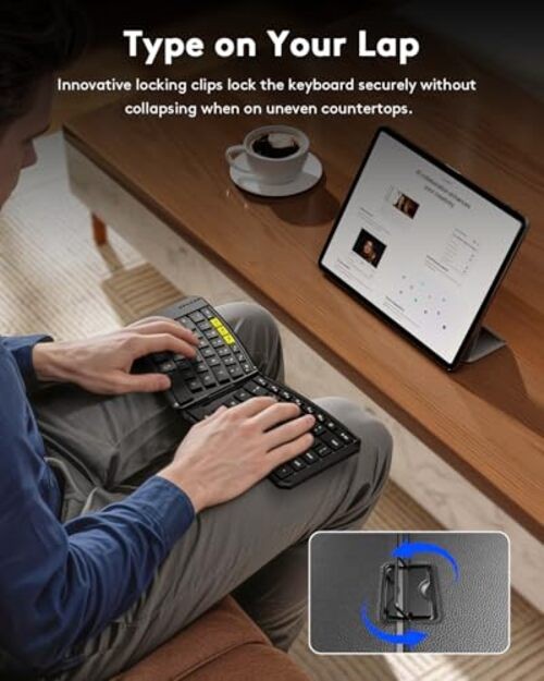 Ergonomic Foldable Keyboard and Mouse, KM09 Split Folding Bluetooth Keyboard