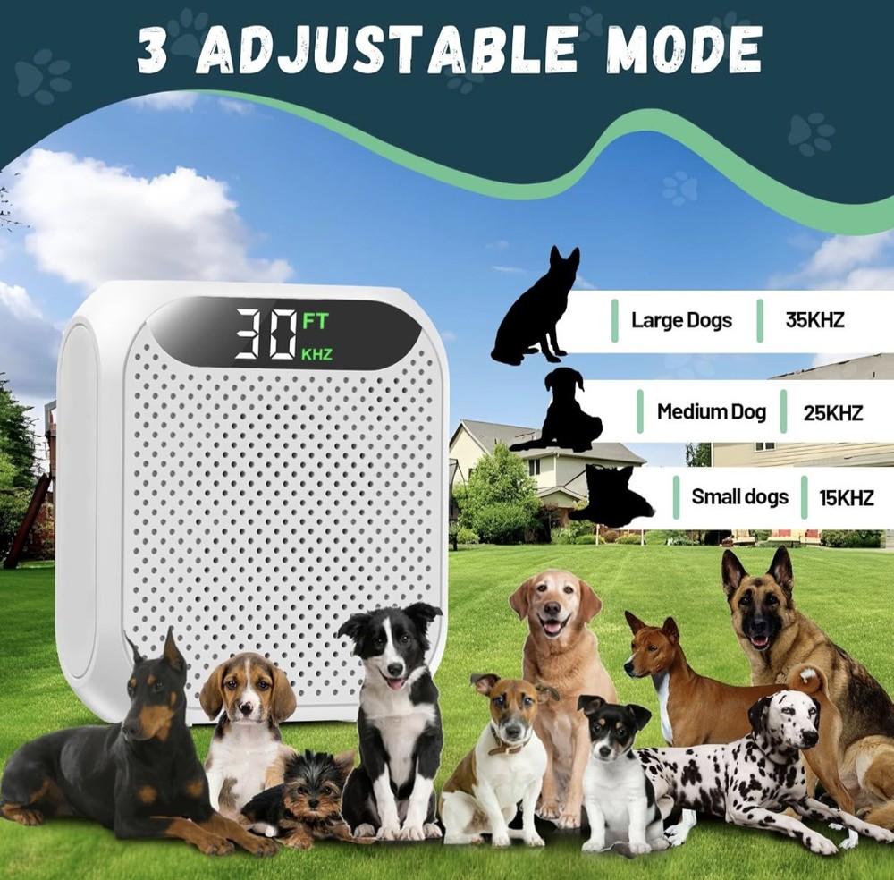 Anti Barking Devices, 30FT Effective Range & 3 Adjustable Modes Rechargeable