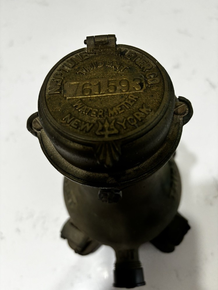 Vintage Brass Water Meter Neptune Trident Complete