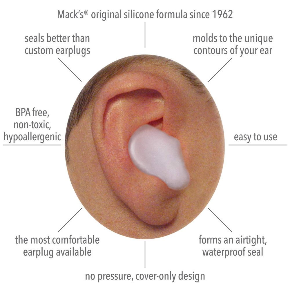 Macks Pillow Soft Silicone Earplugs, 6 Pair, Value Pack,The Original Moldable