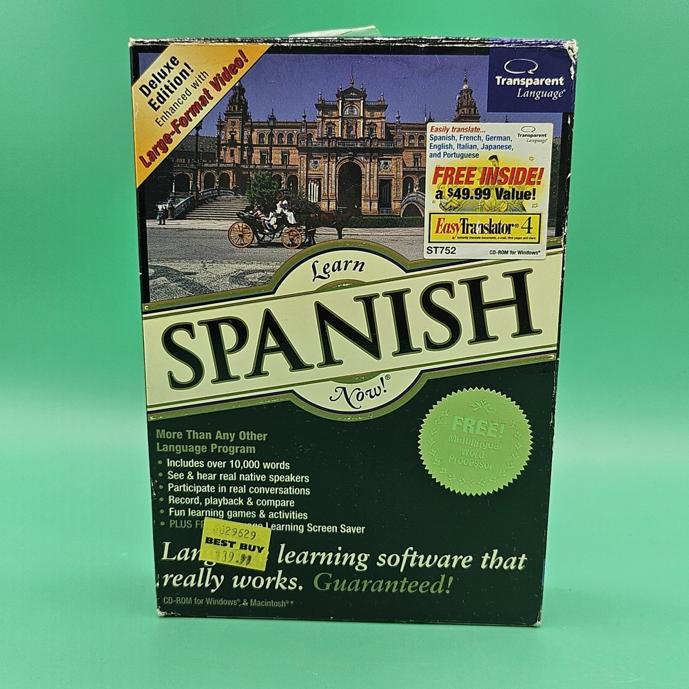 Learn Spanish Now! Windows/Mac CD-Rom Transparent Language PC DELUXE COMPLETE PC