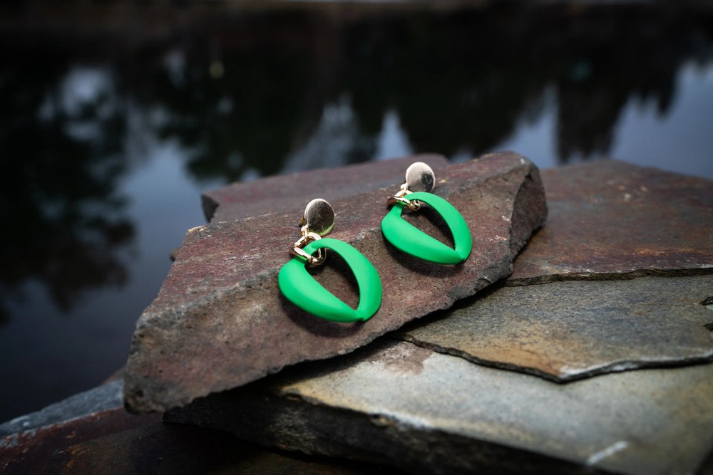 Post Earring With Colorful Geo Drop