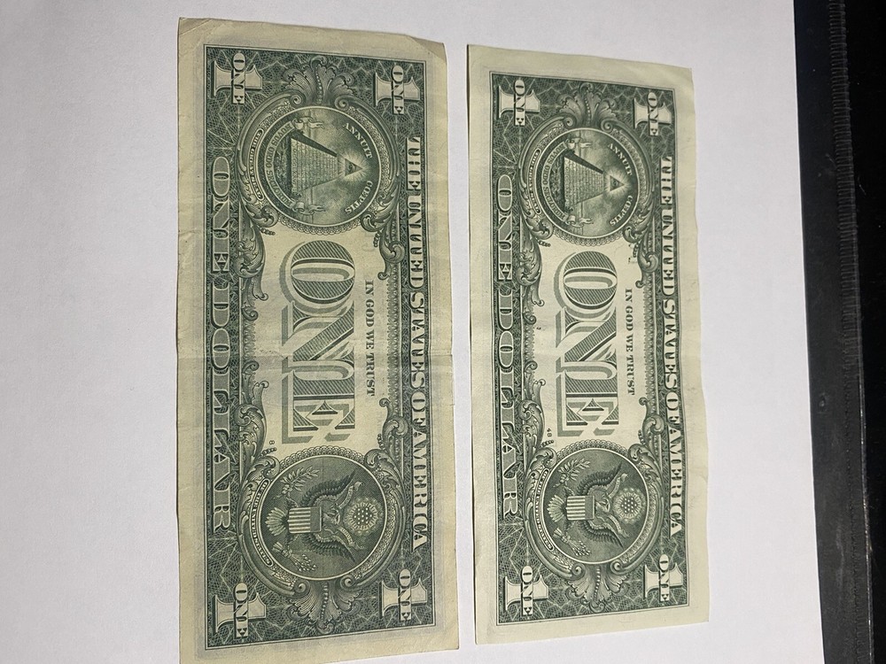 offset printing error/misprint dollar bill (see through double/both sides)