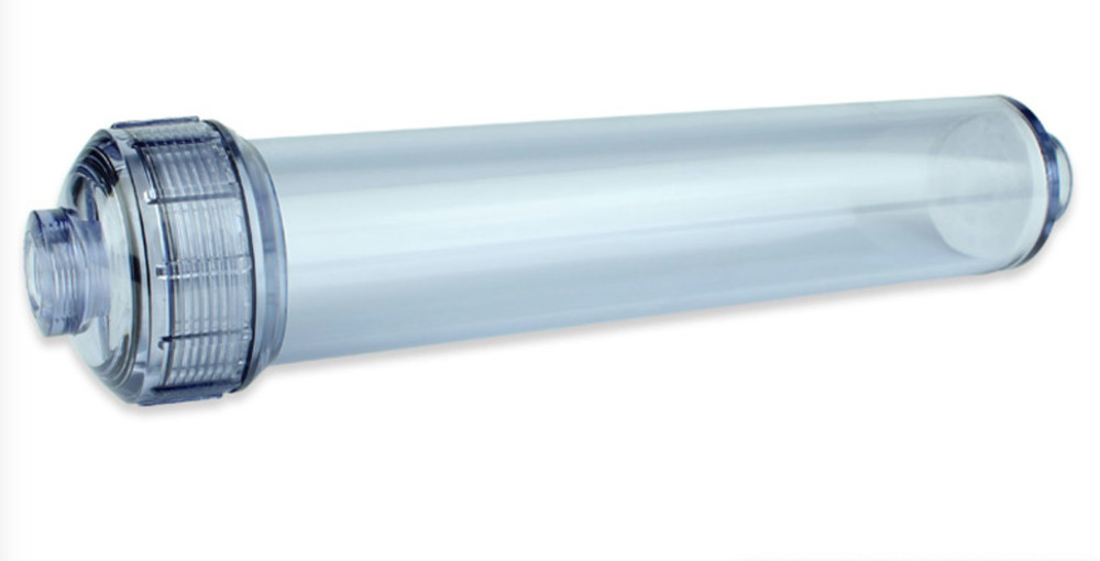 Clear Empty Inline Cartridge 2" x 10" - 1/4 " FPNT Refillable DI Carbon Calcite