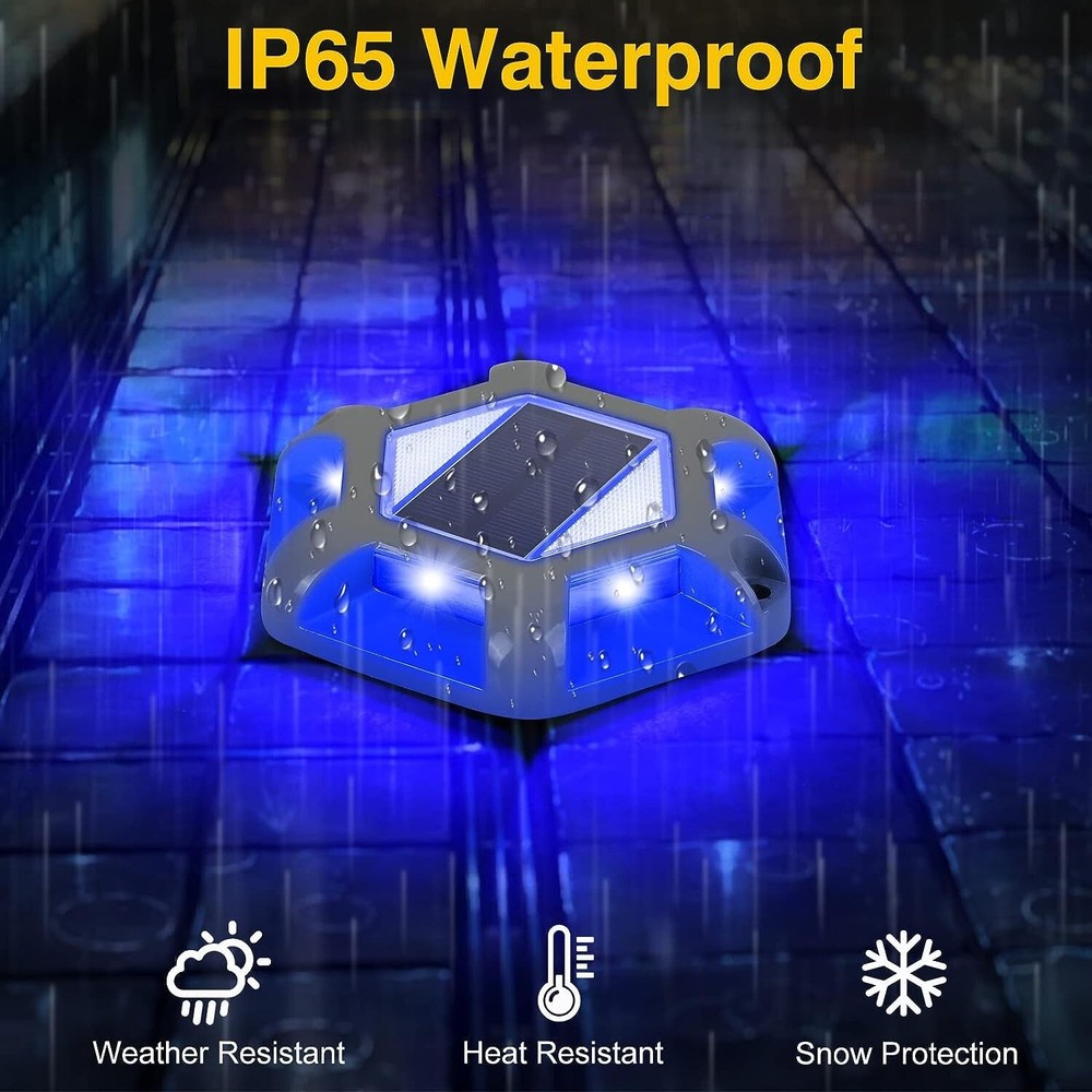 4Pack Solar Deck Lights Blue Driveway Dock Lights Blue Light for Step Sidewalk