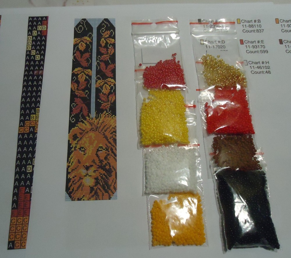 Kit for making a necklace gerdan. Beading Loom Pattern. #Lion 1a