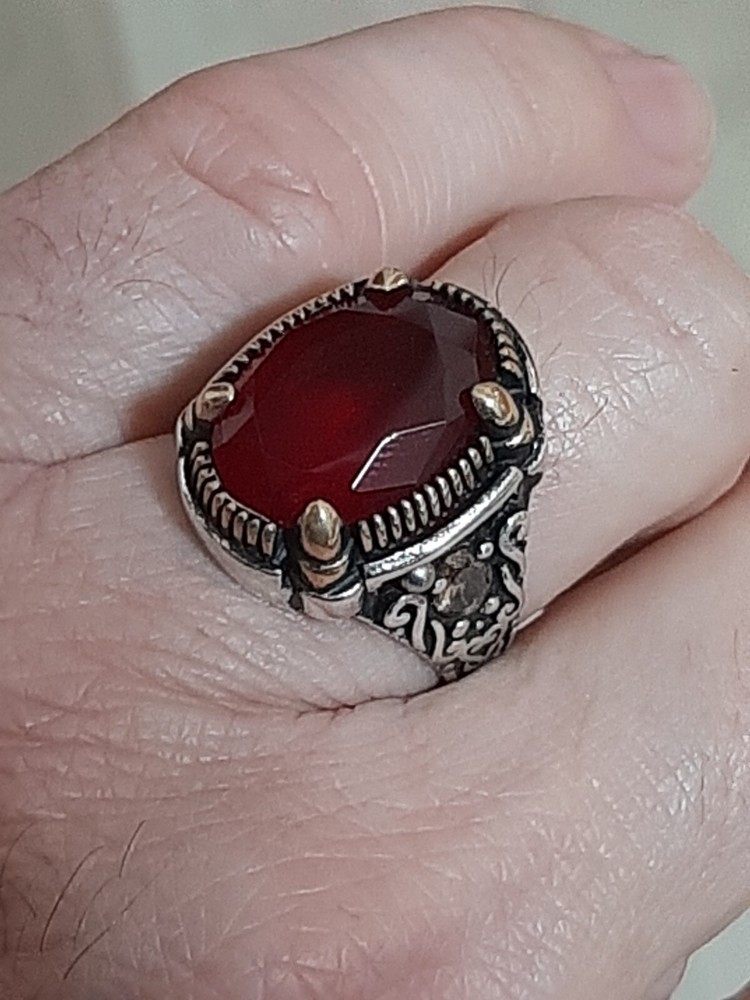 Men 925 Silver Ring Solitaire Ruby Spinel Ring Man Sterling $