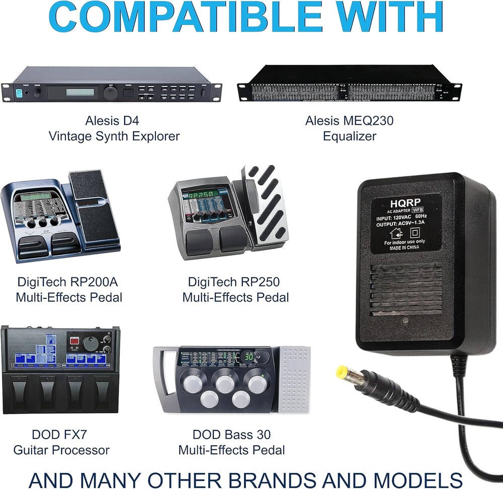 HQRP AC Power Adapter for Digitech BP200, BP355 Bass Multi-Effects Processor