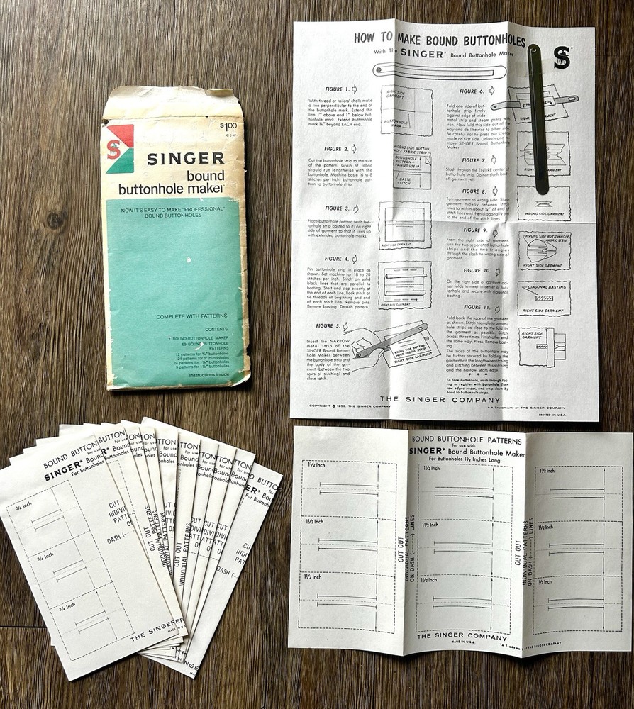 Singer Bound Buttonhole Maker C548 Packet Envelope Patterns Instructions USA