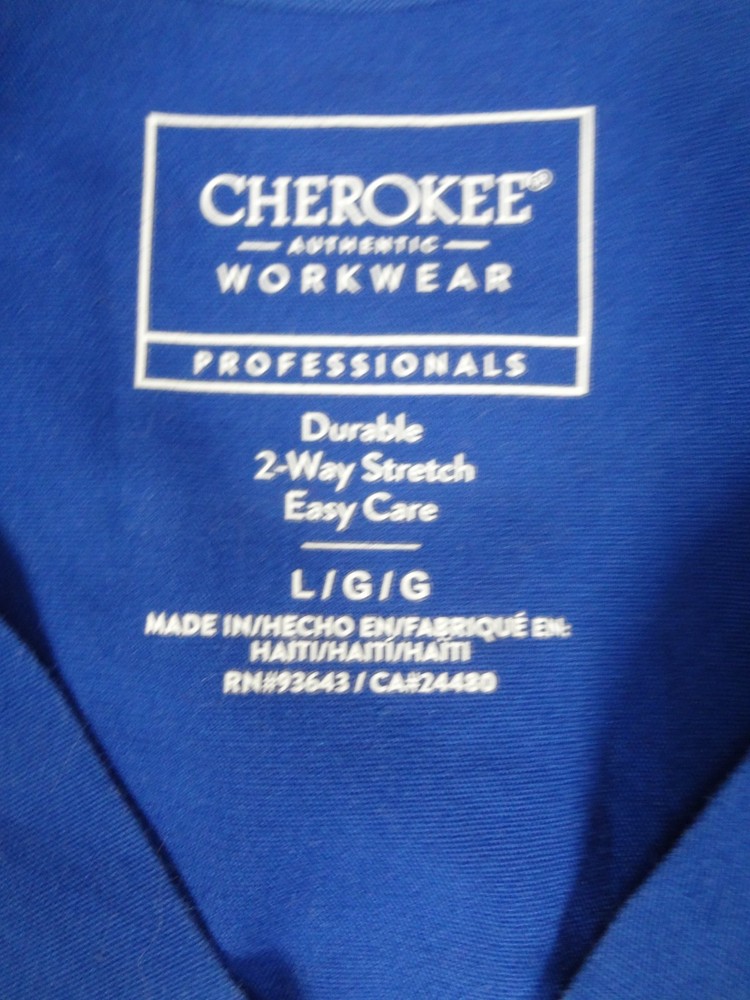 CHEROKEE WORKWEAR BLUE LARGE WOMENS SCRUM UNIFORM TOP L68