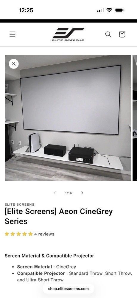 Elite Projector Screen AR120H2 120 Inch
