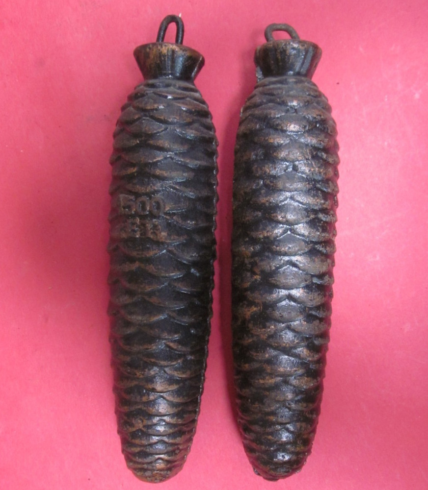 set of two (2) cuckoo clock pine cone style weights 1500 grams