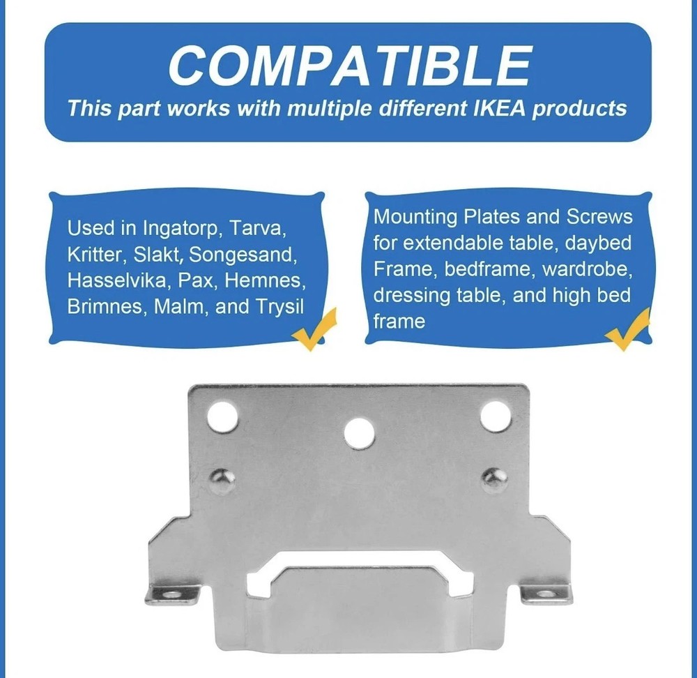 116791 Mounting Plates Bed Frame Brackets Replacement for IKEA Silver