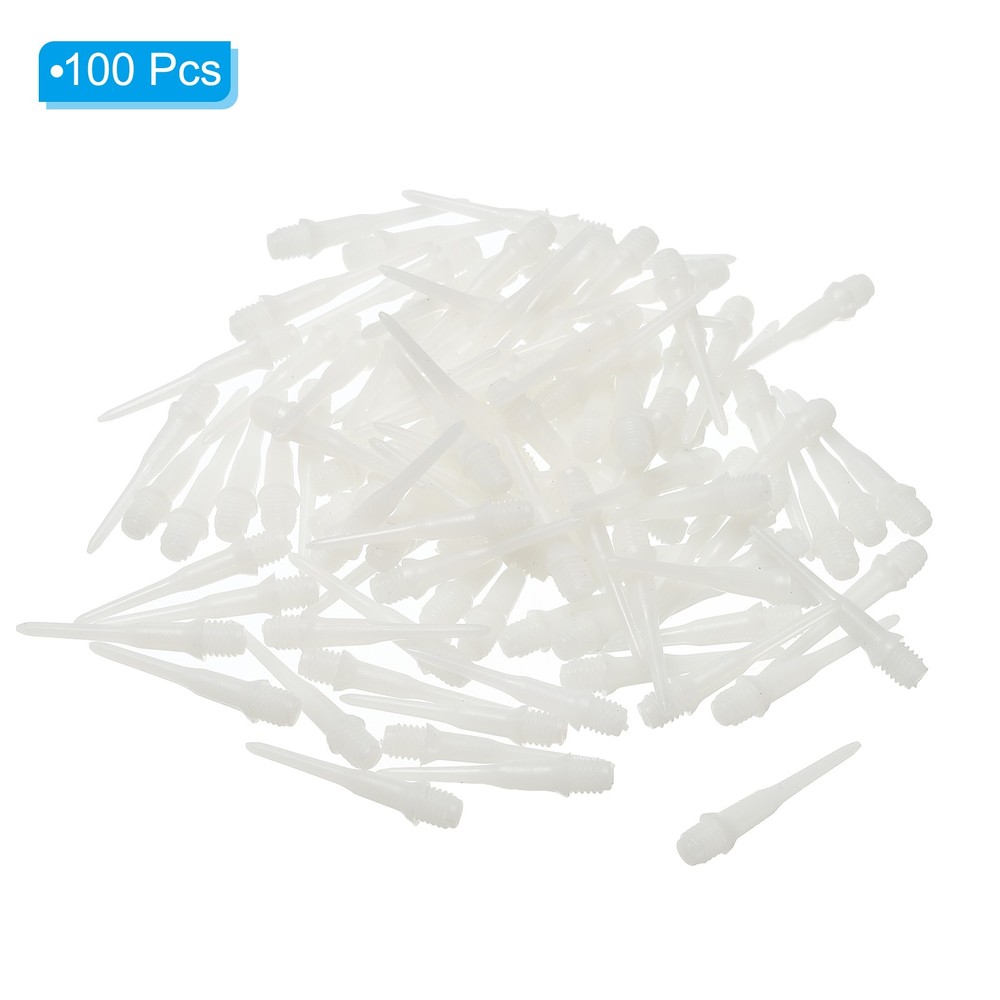 Plastic Dart Tips, 100 Pack 2BA Thread Soft Dart Tips Dart Accessories, White