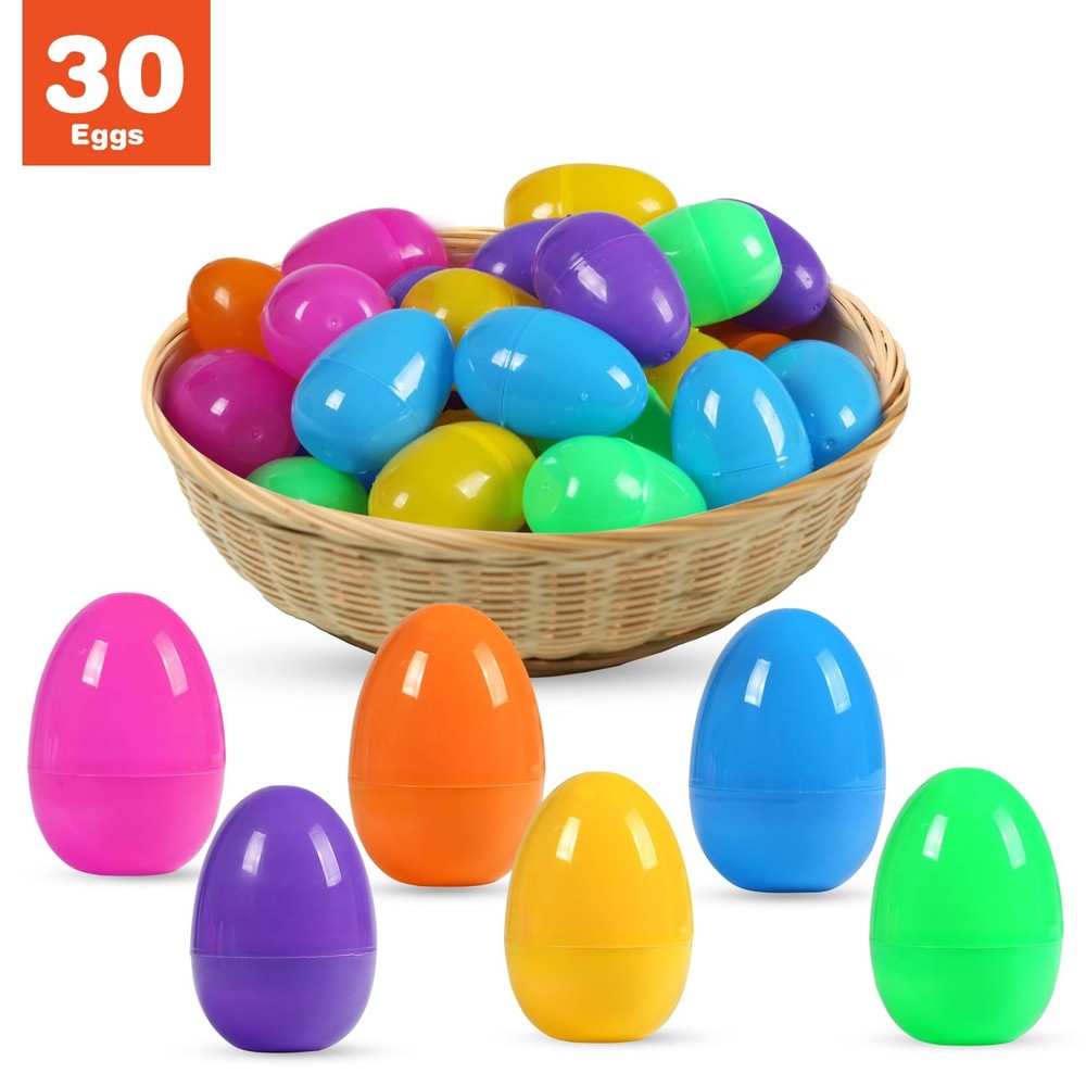Easter Eggs 30Pcs 2.36 Plastic Fillable Bright Multi Color Biubumtu Empty Bulk