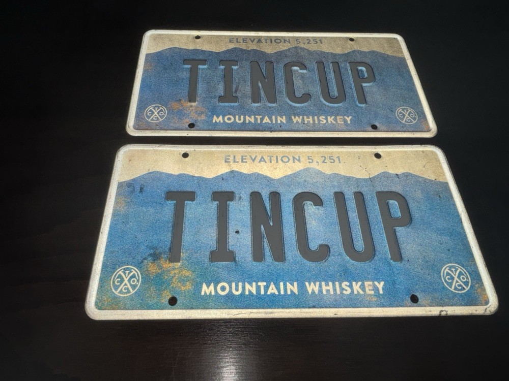 Tin Cup Mountain Whiskey License Plate Metal