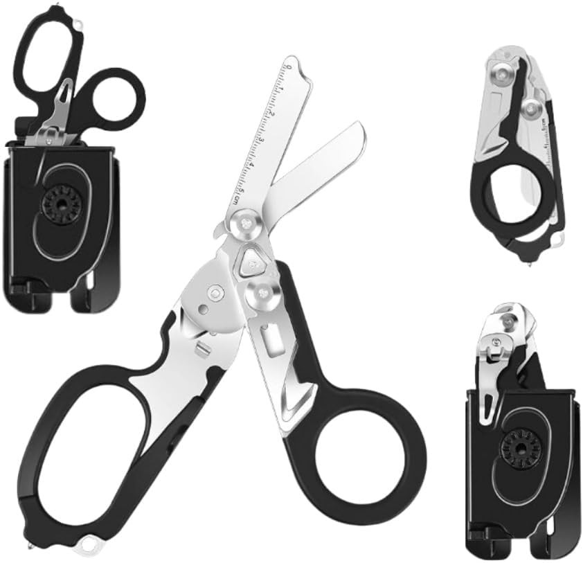 6-in-1 foldable Trauma Shears,Camping Tools Emergency Response Medical Scissors