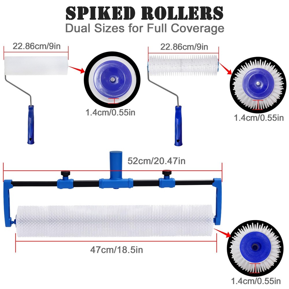 Self-Leveling Cement Tool Kit, Spike Roller, Paint Roller, Epoxy Shoes Spikes...