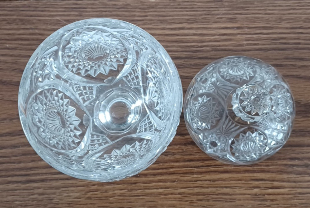 Cut Glass Footed Cream Pitcher and Covered Sugar Bowl
