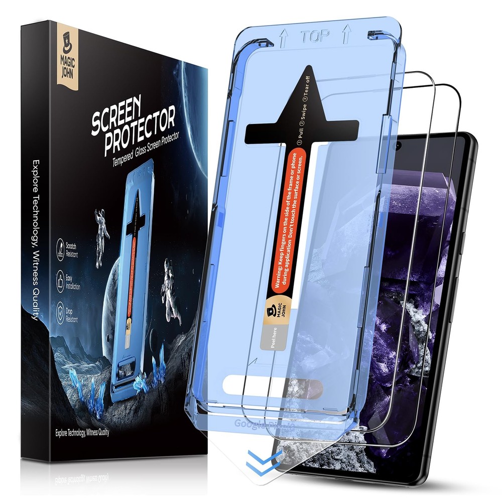 MAGIC JOHN 2 Pack for Google Pixel 8 Tempered Glass 8, Transparent
