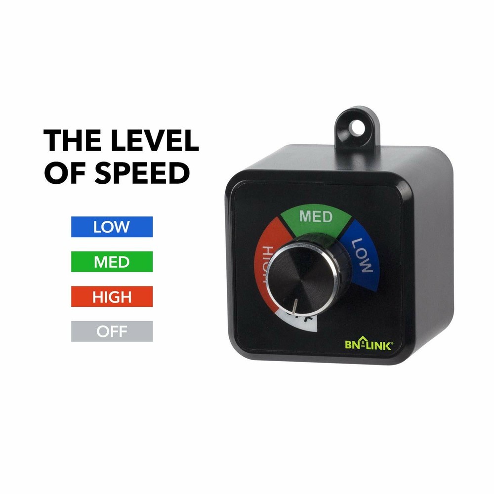 BN-LINK Exhaust Fan Speed Controller Variable 3Speed Adjuster Cordless 4.8A/600W