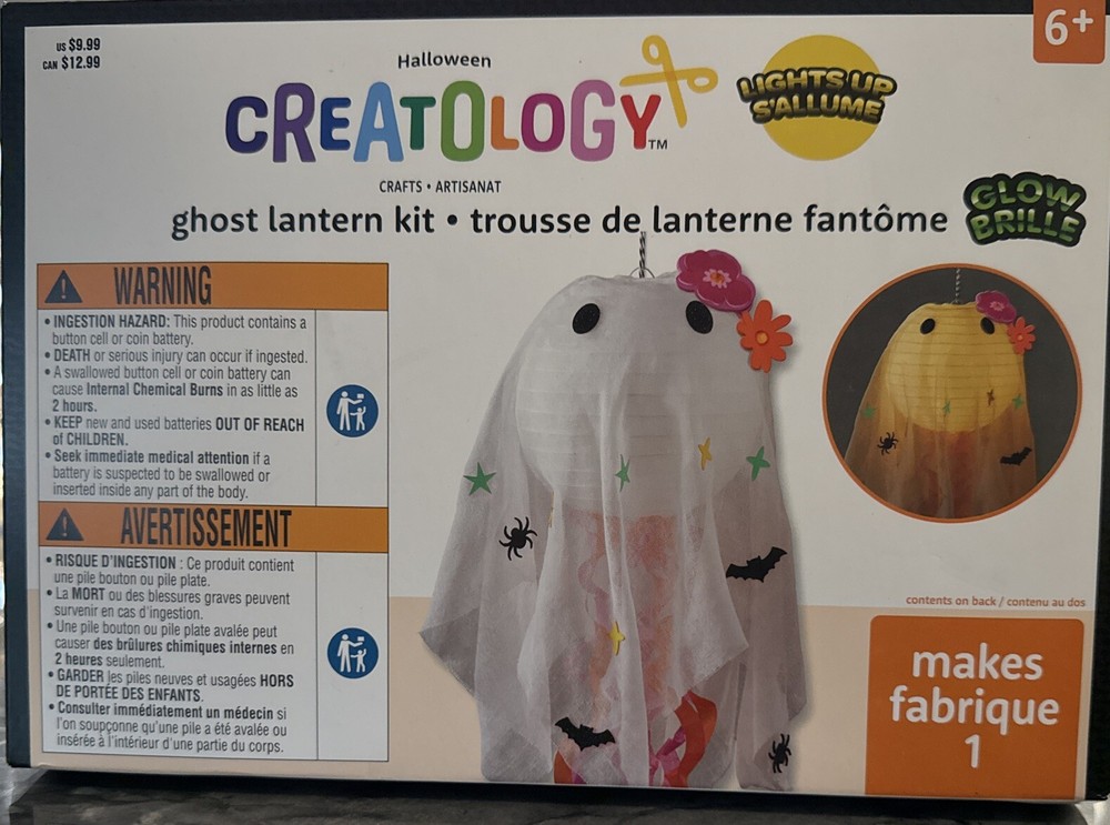 Ghost Lantern Kit by Creatology Craft Halloween Glow Light Up Create NEW