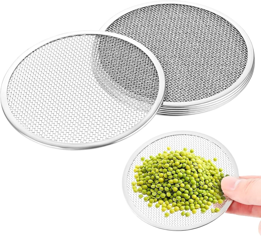 6 Pack Seed Sprouting Jar Lids - 304 Stainless Steel Screen Filter Strainer Lid