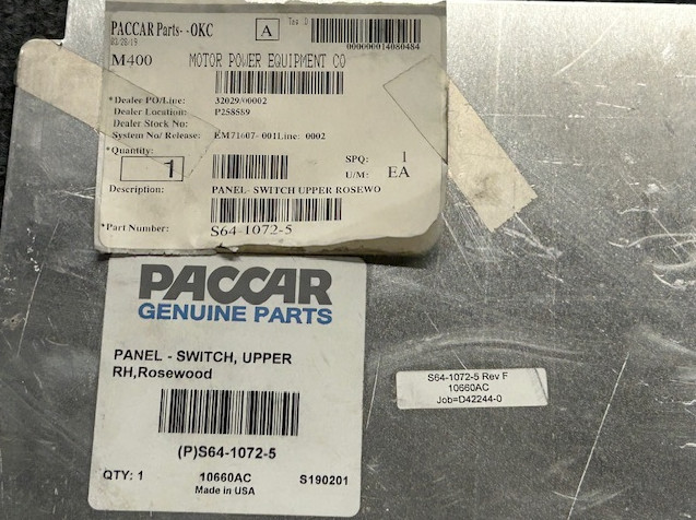 KENWORTH S64-1072-5 PANEL-SWITCH UPPER