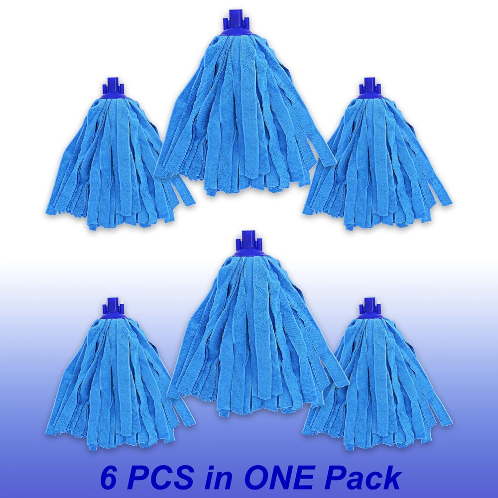 6 PCS Blue Microfiber Mop Replacement Compatible with All Standard US Threadi...